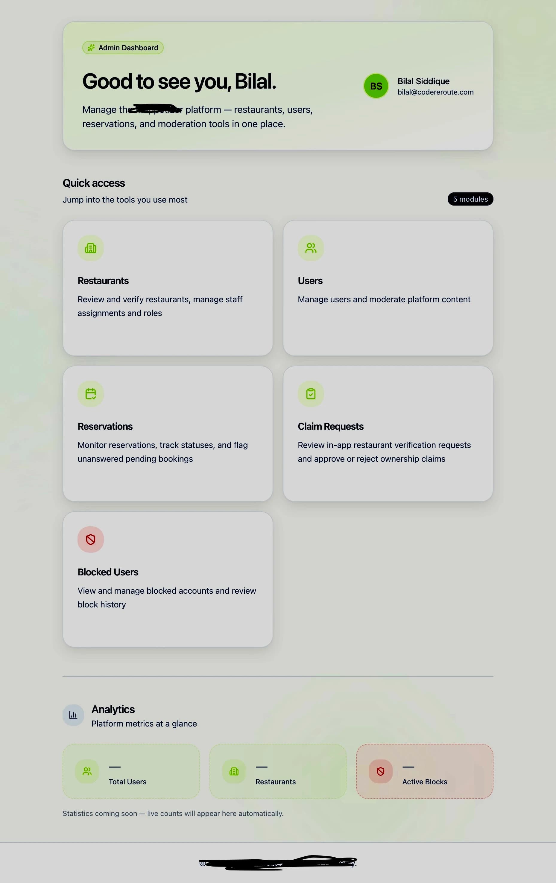 Startup Admin Platform